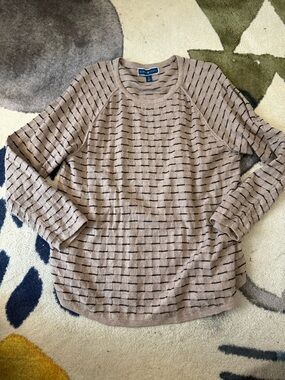 Karen Scott | beige striped crewneck sweater